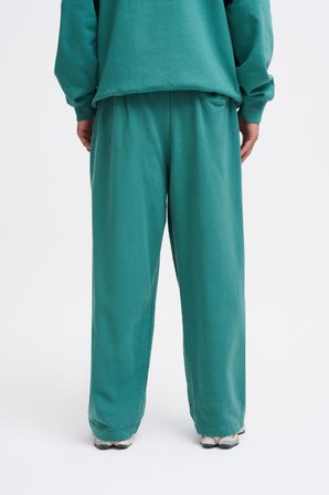 Erkek Yıkamalı Basic Baggy Eşofman Altı Yağ Yeşili