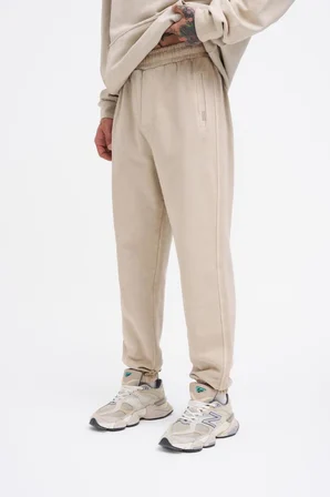 Erkek Yıkamalı Basic Jogger Eşofman Altı Açık Bej