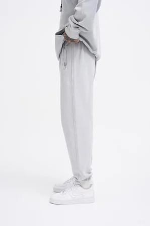 Erkek Yıkamalı Basic Jogger Eşofman Altı Gri