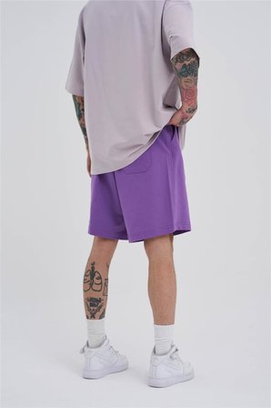 Erkek Basic Oversize Şort Mor