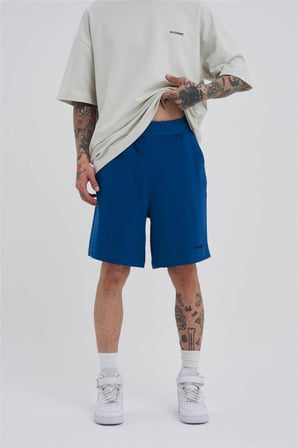 Erkek Basic Oversize Şort Indigo