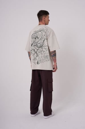 Erkek Premium Aristotales High Baskılı Oversize Tişört Uzay Grisi