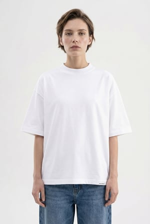 Kadın Basic Oversize Pamuklu Süprem T-Shirt Beyaz