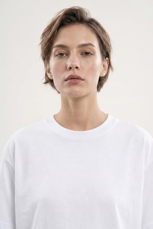 Kadın Basic Oversize Pamuklu Süprem T-Shirt Beyaz