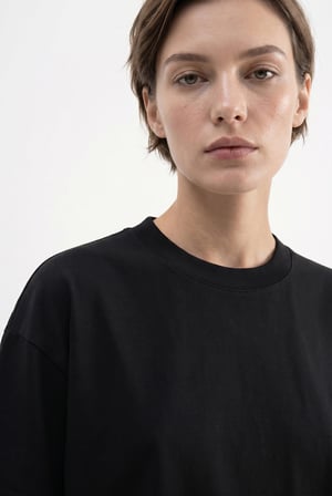Kadın Basic Oversize Pamuklu Süprem T-Shirt Siyah