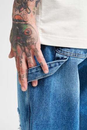 Erkek Loose Fit Jean Pantolon Mavi