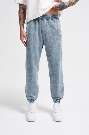 Erkek Luxury Basic Yıkamalı Jogger Eşofman Altı Gri Efektli