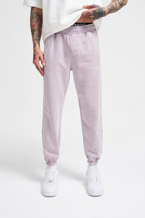 Erkek Luxury Basic Yıkamalı Jogger Eşofman Altı İnci Beyaz-Gri Efektli