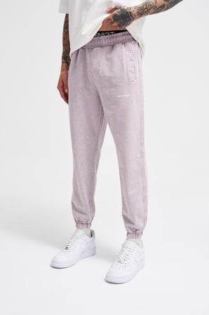 Erkek Luxury Basic Yıkamalı Jogger Eşofman Altı İnci Beyaz-Gri Efektli