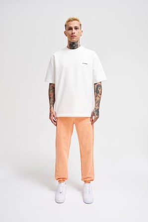 Erkek Luxury Basic Yıkamalı Jogger Eşofman Altı Turuncu Efektli
