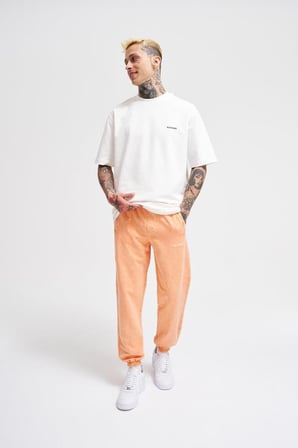 Erkek Luxury Basic Yıkamalı Jogger Eşofman Altı Turuncu Efektli