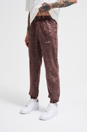 Erkek Luxury Basic Yıkamalı Jogger Eşofman Altı Kahverengi Efektli