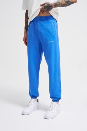 Erkek Luxury Basic Yıkamalı Jogger Eşofman Altı Açık Mavi Efektli