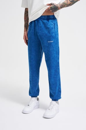 Erkek Luxury Basic Yıkamalı Jogger Eşofman Altı Indigo Efektli
