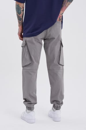 Erkek Kargo Cepli Jogger Kanvas Pantolon Açık Gri