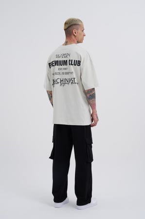 Erkek Premıum Club Oversize Tişört Uzay Grisi