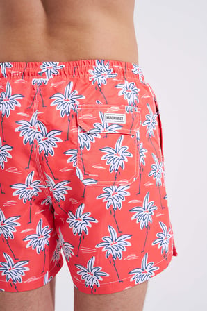 Erkek Palms Hawaiian Beach Deniz Şortu Kırmızı