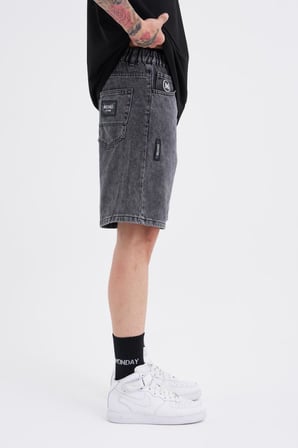 Erkek M Logo Jean Short Antrasit