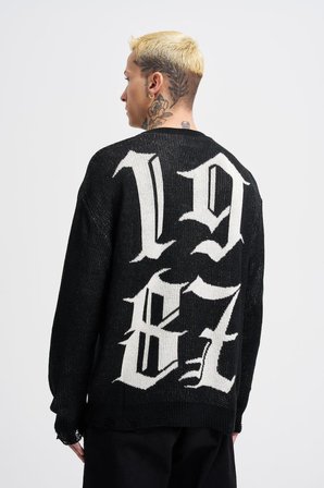 Erkek Gothic Kazak Siyah