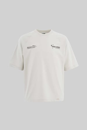 Erkek Slogan Printed Raglan Oversize Tişört Uzay Grisi