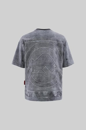 Erkek Denim Efect Oversi̇ze Ti̇şört Siyah
