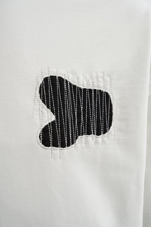 Erkek Patchwork and Stitched Oversize Tişört Uzay Grisi