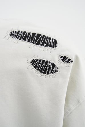 Erkek Patchwork and Stitched Oversize Tişört Uzay Grisi