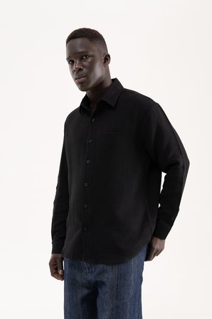 Erkek Basic Uzun Kollu Cotton Gömlek Siyah