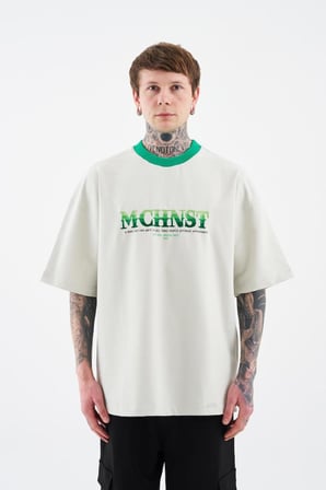 Erkek Color Gradient Embroidered Oversi̇ze Ti̇şört Uzay Grisi