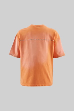 Erkek Printed And Rhinestone Yıkamalı Oversi̇ze Ti̇şört Turuncu