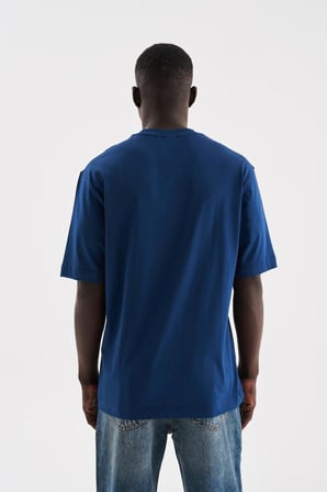 Erkek Basic Relaxed İnce Pamuklu Tişört Indigo