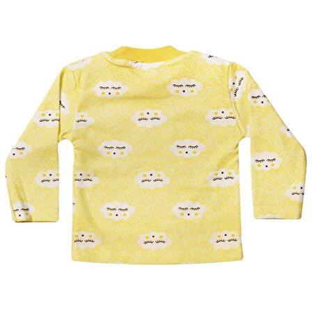 Bulut Desenli Alt Üst Sarı 2'li Pijama Takım