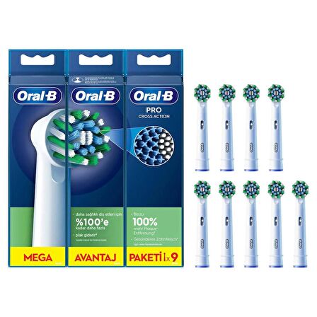 Oral-B Cross Action Şarjlı Diş Fırçası Yedek Başlığı 9’lu