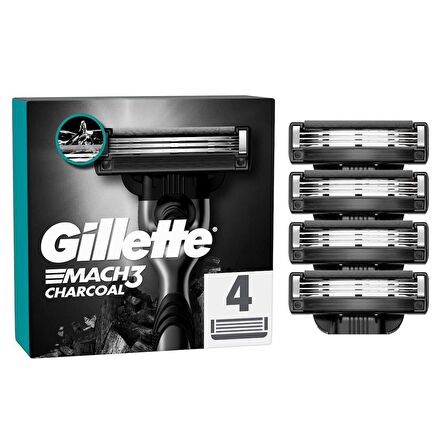 Gillette Mach3 Charcoal Yedek Tıraş Bıçağı 4'lü