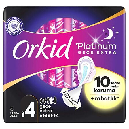 Orkid Platinum Gece Ekstra (Boy 4) 5 adet Hijyenik Ped