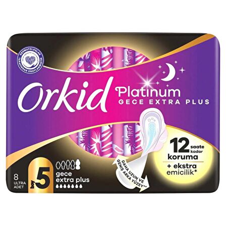 Orkid Platinum Gece Ekstra Plus (Boy 5) 8 adet Hijyenik Ped