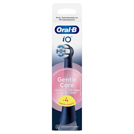 Oral-B iO Serisi Gentle Care Siyah Orijinal Yedek Başlıkları Hassas Diş Etlerine Uygun 4'lü