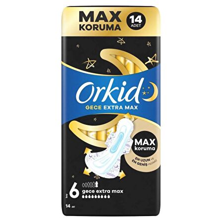 Orkid Ultra Gece Ekstra Max (Boy 6) 14 adet Hijyenik Ped