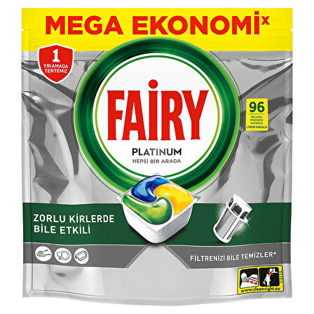 Fairy Platinum Bulaşık Makinesi Kapsülü 96 Yıkama Limon Kokulu