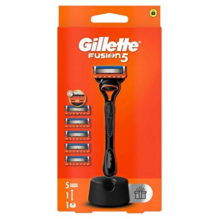 Gillette Fusion5 Tıraş Makinesi ve Yedek Bıçağı 5'li + Tıraş Bıçağı Standı