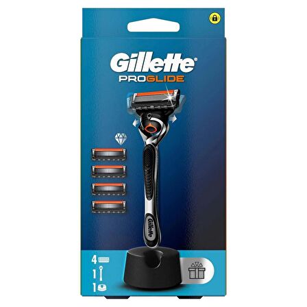 Gillette Proglide Tıraş Makinesi ve Yedek Bıçağı 4'lü + Tıraş Bıçağı Standı