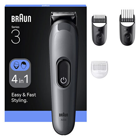 Braun Hepsi Bir Arada Series 3, 4’ü 1 arada Tıraş Kiti, Keskin Bıçak, 14 Uzunluk, AIO3500
