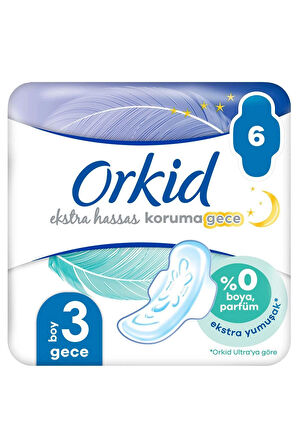 Orkid Extra Hassas Koruma Gece Hijyenik Ped 6'li