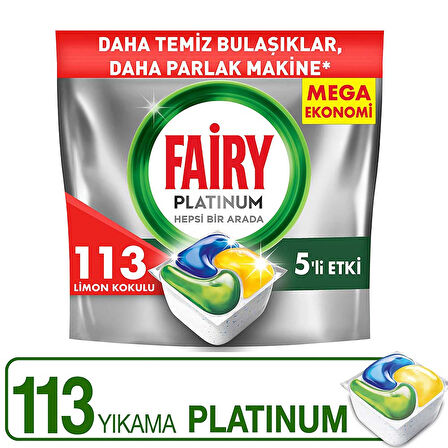 Fairy Platinum Bulaşık Makinesi 113 Yıkama Limon Kokulu