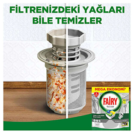 Fairy Platinum Bulaşık Makinesi 113 Yıkama Limon Kokulu