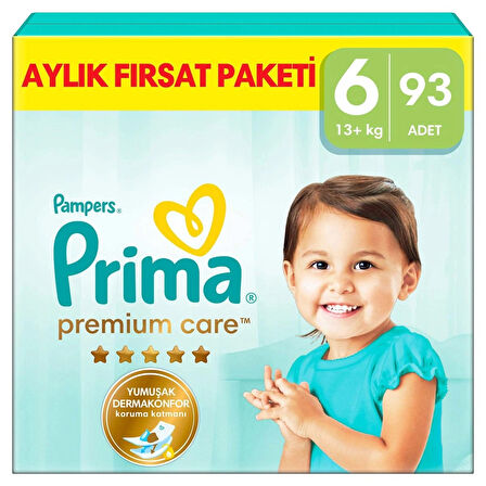 Prima Bebek Bezi Premium Care 6 Numara 93 Adet Aylık Fırsat Paketi 