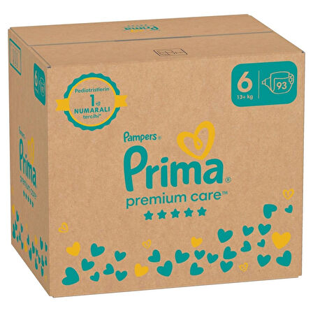 Prima Bebek Bezi Premium Care 6 Numara 93 Adet Aylık Fırsat Paketi 