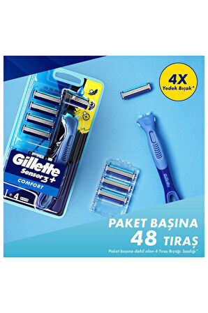 Gillette Sensor 3 Plus Comfort Makine + 4 Bıçak-2 Adet