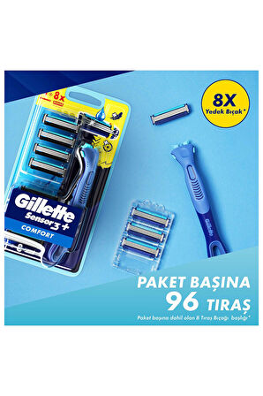 Sensor3+ Comfort 8'li Yedek Bıçağı Başlıklı Tıraş Makinesi