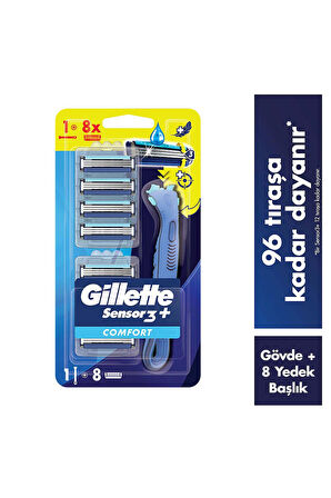 Gillette Sensor 3 Plus Comfort  Makine + 8 Bıçak -2 Adet 